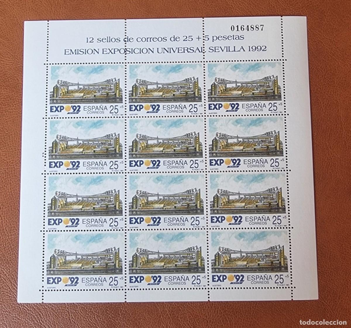 Selos: ESPA&Ntilde;A NUEVOS 1991 PLIEGO 12 SELLOS EXPO92 AUDITORIO