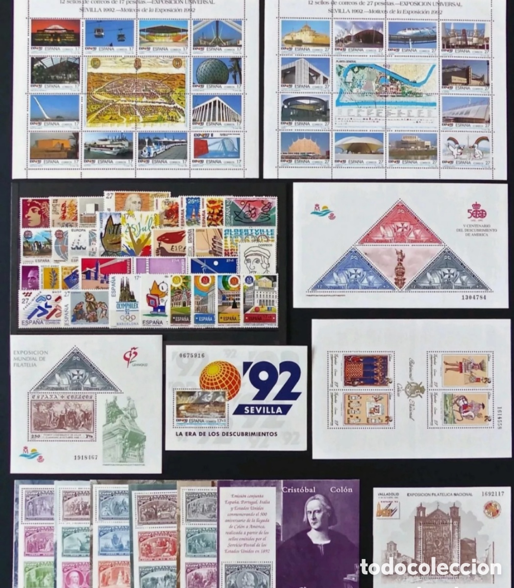 Sellos: Sellos Espa&ntilde;a A&ntilde;o 1992 completo 50% descuento facial