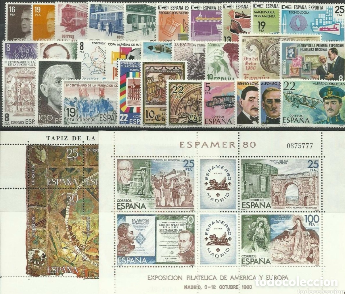 Stamps: Sellos Espa&ntilde;a A&ntilde;o 1980 completo 50% descuento facial