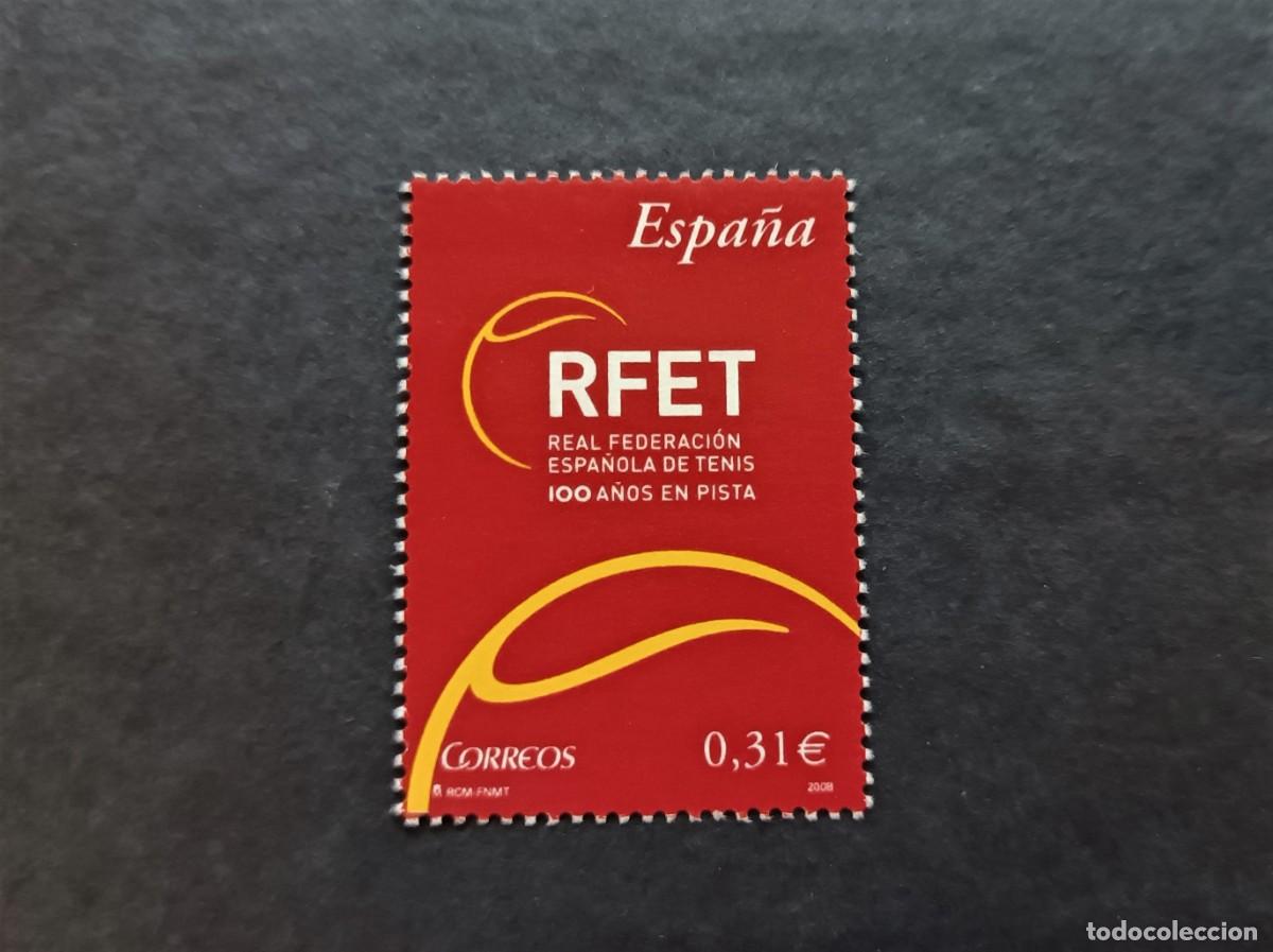 Sellos: Sello nuevo. Cent&ordm; Real Federaci&oacute;n Espa&ntilde;ola de Tenis. 8 de Septiembre de 2008. Edifil 4433.