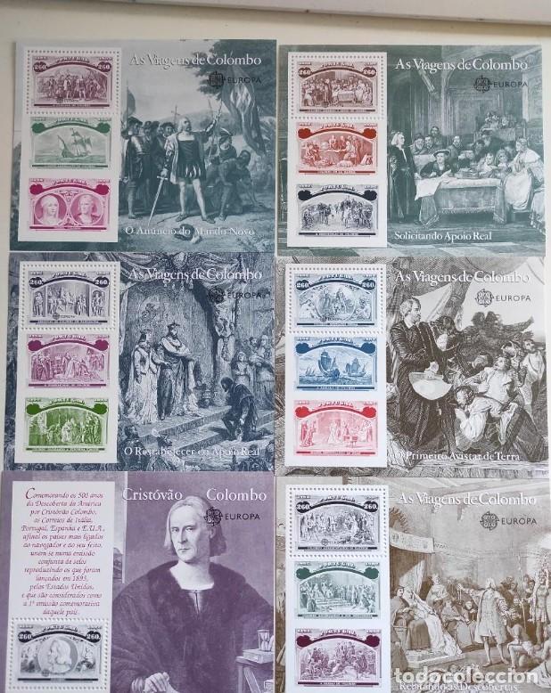 Sellos: SELLOS ESPA&Ntilde;A OFERTA A&Ntilde;O 1992 EMISION CONJUNTA PORTUGAL 6 HOJITAS**