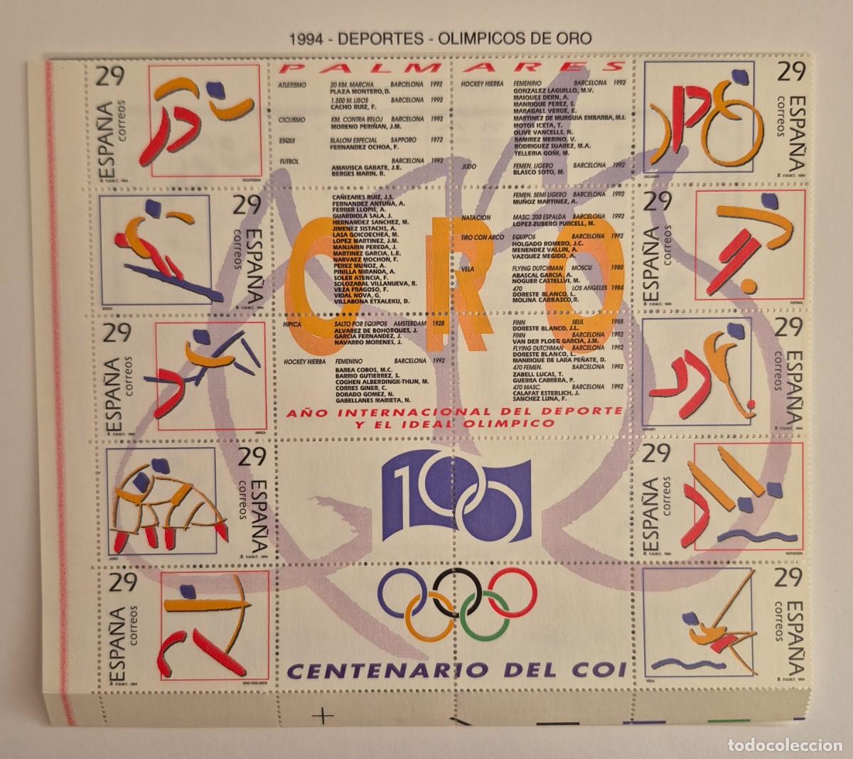 Sellos: A&ntilde;o 1994 - Edifil N 3325/3334** - Deportes - Nuevos sin fijasello - Se env&iacute;an los de la imagen