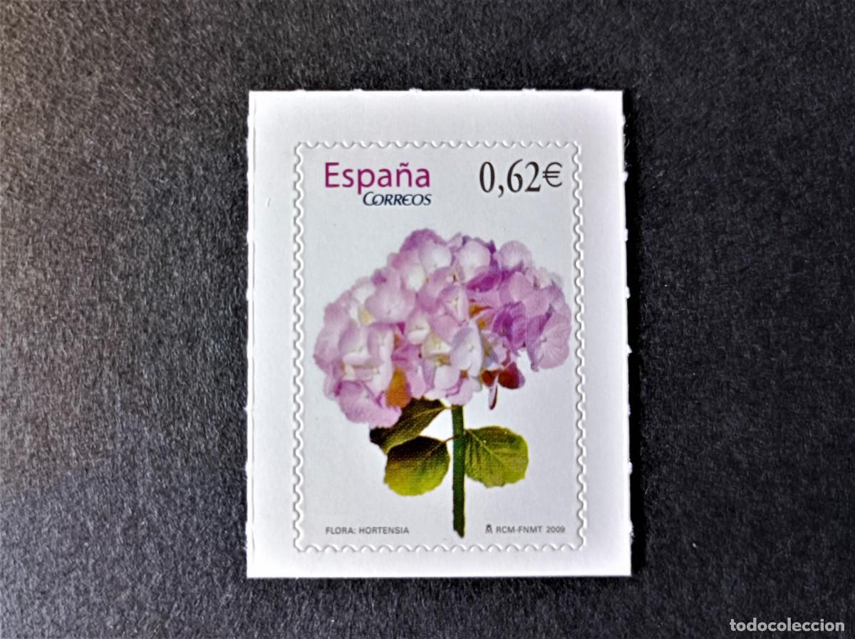 Sellos: Sello nuevo. Autoadhesivo. Flora y Fauna. Hortensia. 20 de Enero de 2009. Edifil 4468.