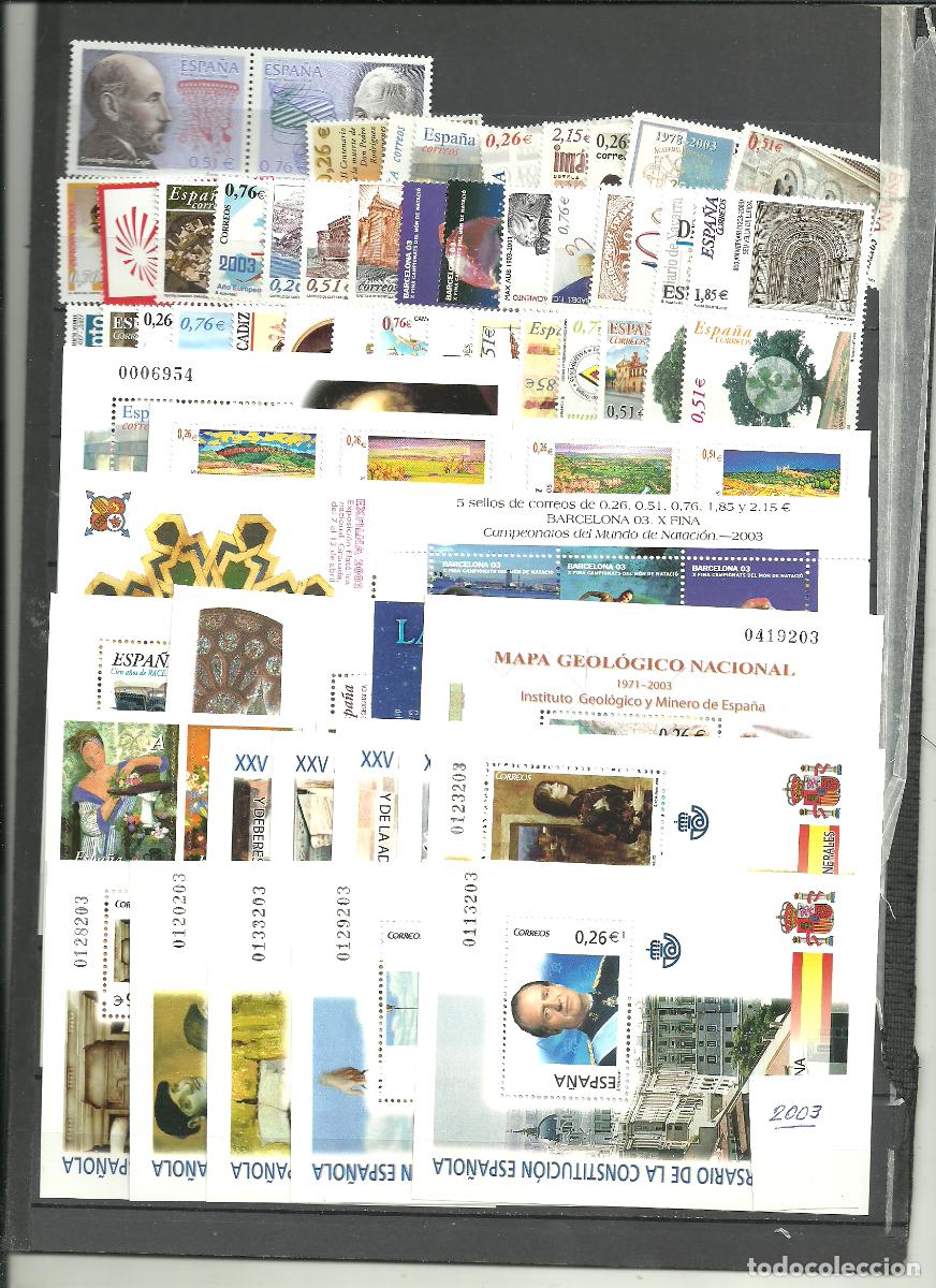 Sellos: ESPA&Ntilde;A-A&ntilde;o 2003 completo valor bajo facial (seg&uacute;n foto)