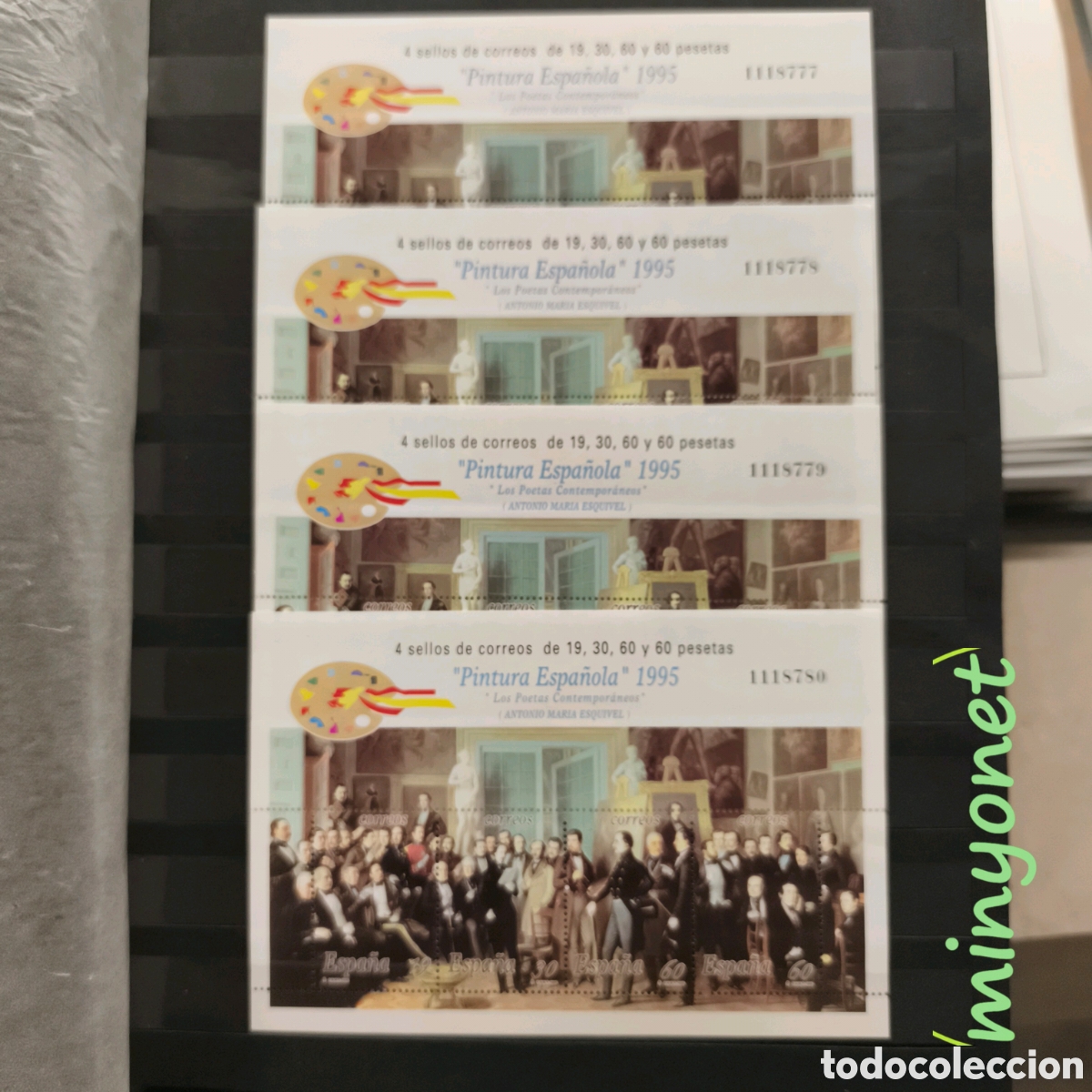 Sellos: 4 hojas E 3401 Pintura Espa&ntilde;ola 1995 - numeraci&oacute;n correlativa