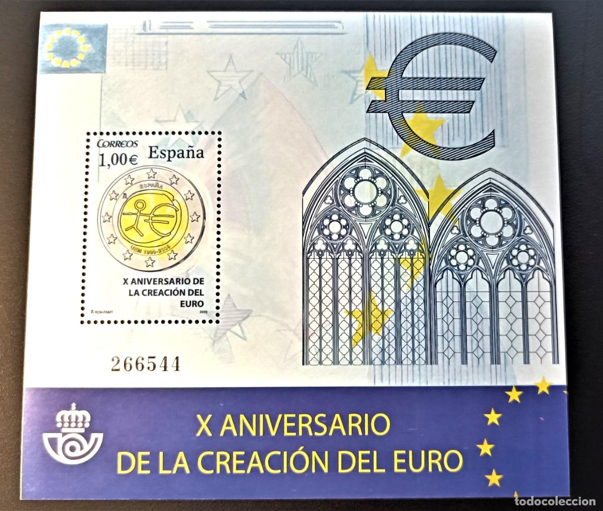 Sellos: Sello nuevo. X Aniv&ordm; Creaci&oacute;n del Euro. 10 de Julio de 2009. Edifil SH 4496.