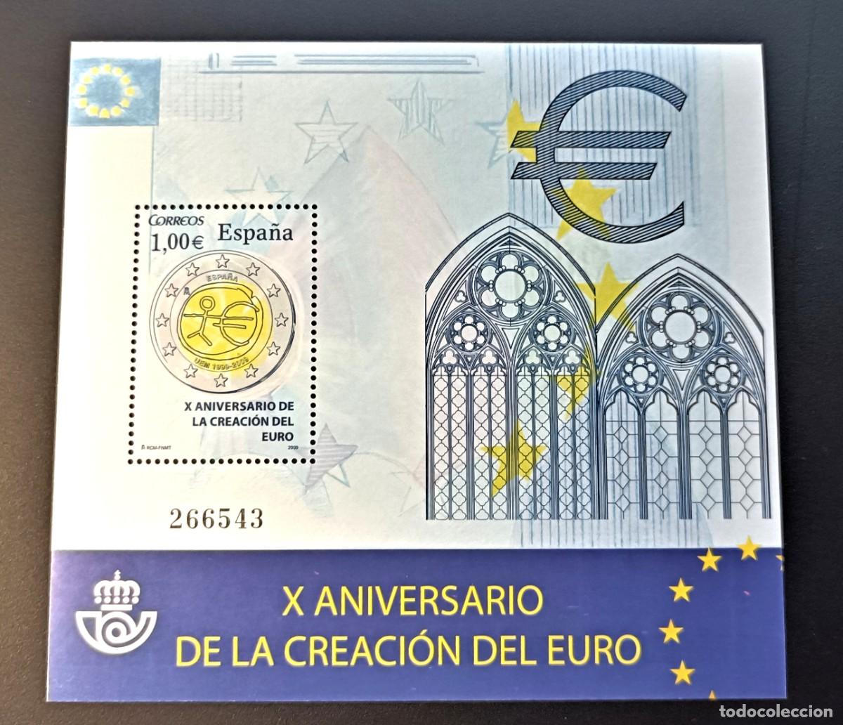Sellos: Sello nuevo. X Aniv&ordm; Creaci&oacute;n del Euro. 10 de Julio de 2009. Edifil SH 4496.