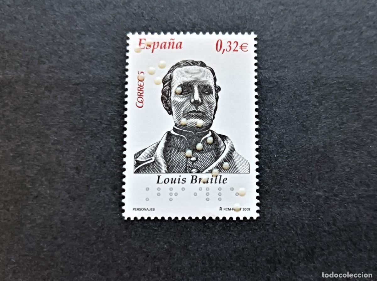 Sellos: Sello nuevo. Personajes. Louis Braille. 15 de Julio de 2009. Edifil 4500.
