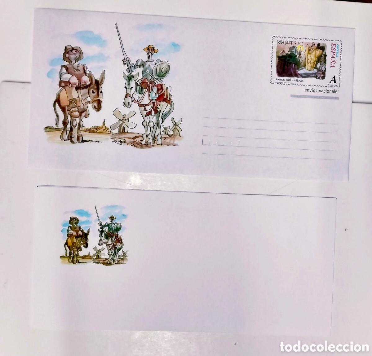 Sellos: 6 sobres Mingote D.Quijote