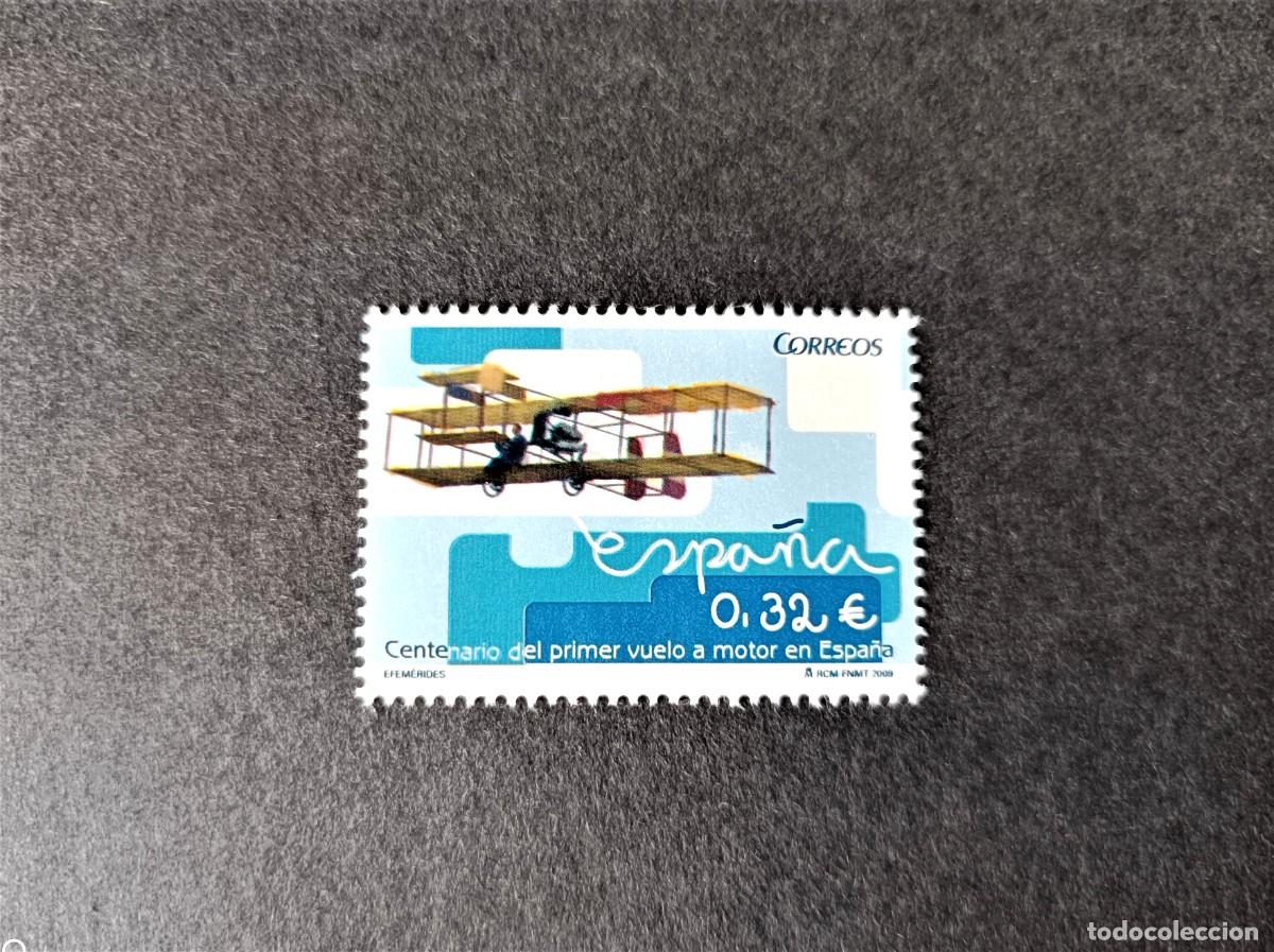 Sellos: Sello nuevo. Centenario Primer Vuelo a Motor en Espa&ntilde;a. 5 Septiembre de 2009. Edifil 4503.