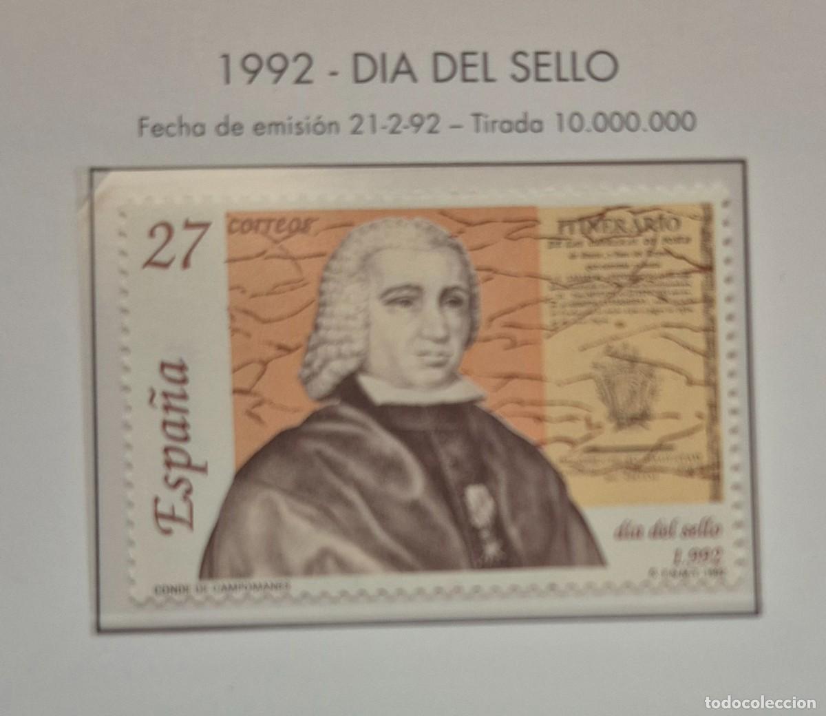 Sellos: A&ntilde;o 1992 - Edifil N 3154**- Dia del sello - Nuevo sin fijasello - Se env&iacute;a el de la imagen