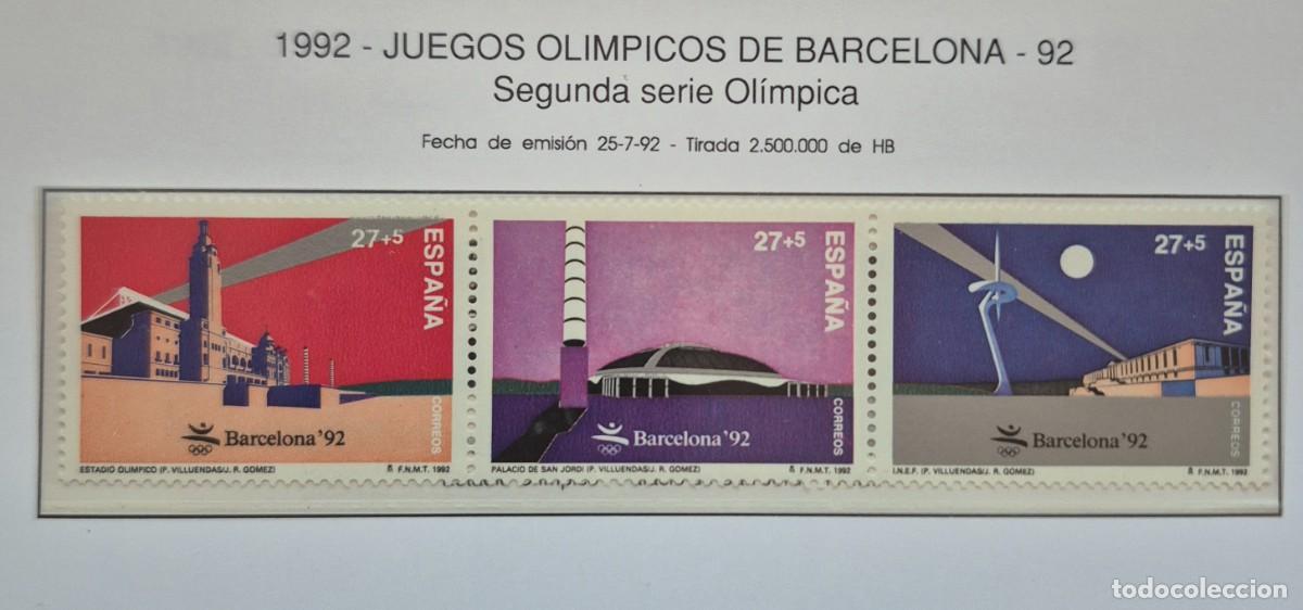 Sellos: A&ntilde;o 1992 - Edifil N 3215/3217** - Juegos Barcelona - Nuevo sin fijasello - Se env&iacute;a el de la imagen