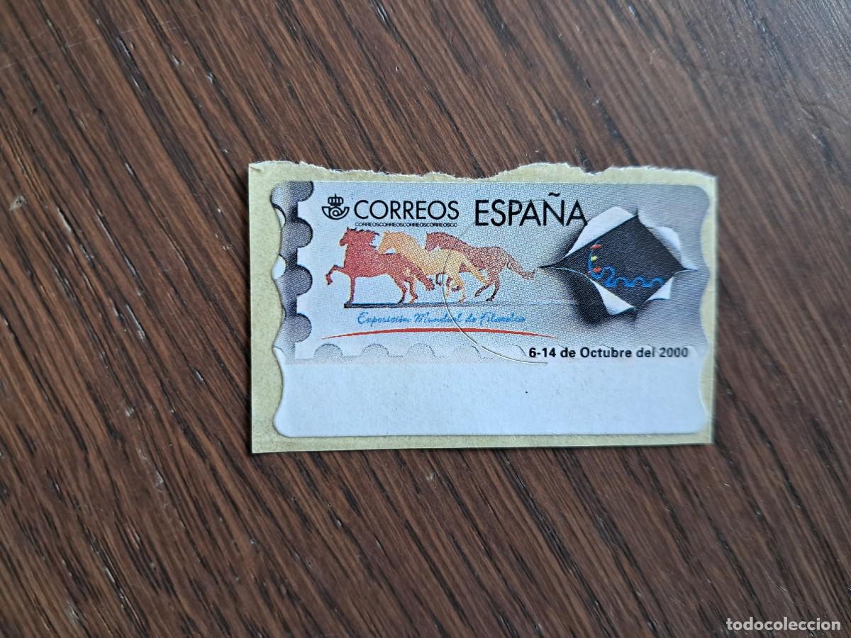 Sellos: sello, etiqueta de Espa&ntilde;a ATM, exposici&oacute;n mundial de filatelia, Espa&ntilde;a, octubre a&ntilde;o 2000