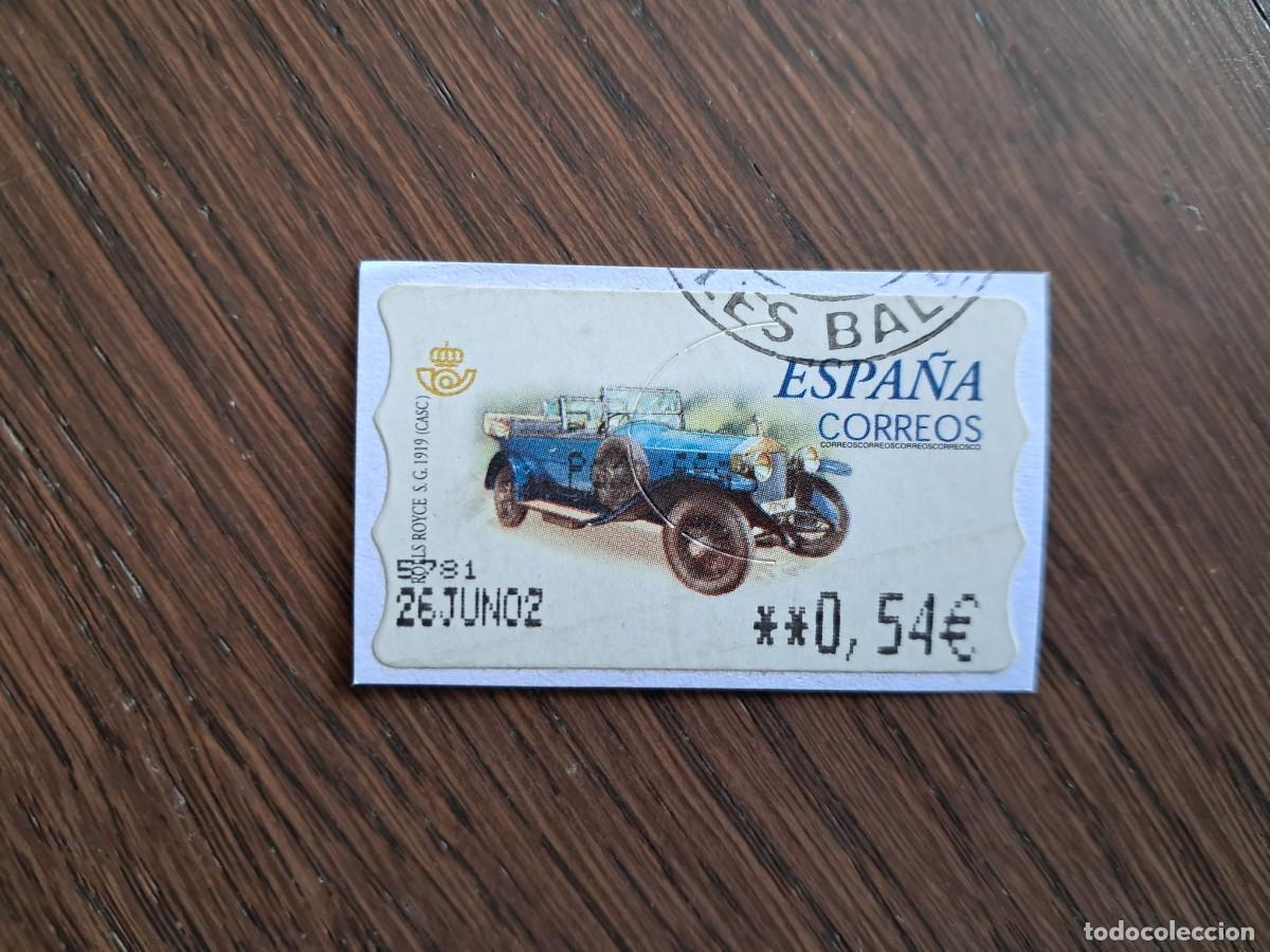 Sellos: sello, etiqueta ATM de Espa&ntilde;a, coche antiguo Rolls Royce S.G. 1919.