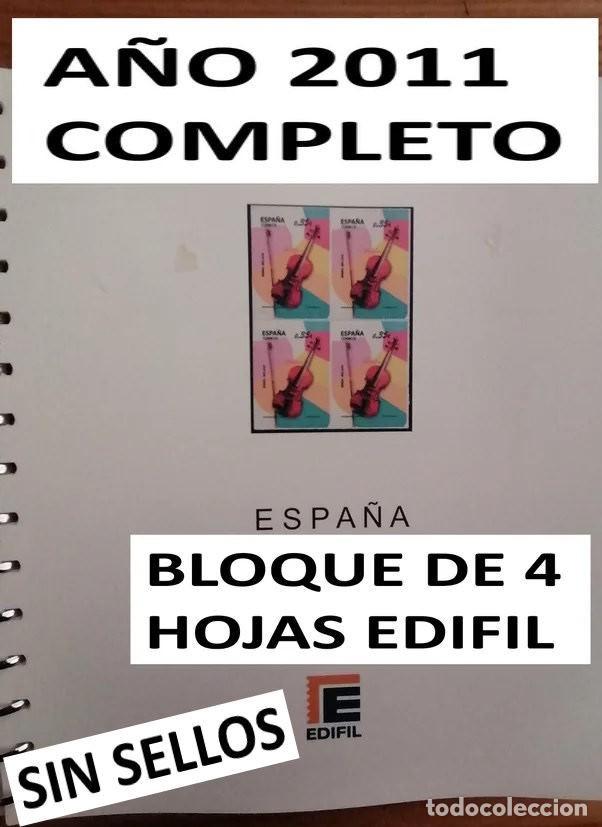 Sellos: SUPLEMENTO, HOJAS EDIFIL ESPA&Ntilde;A A&Ntilde;O 2011. BLOQUE DE 4. SIN SELLOS