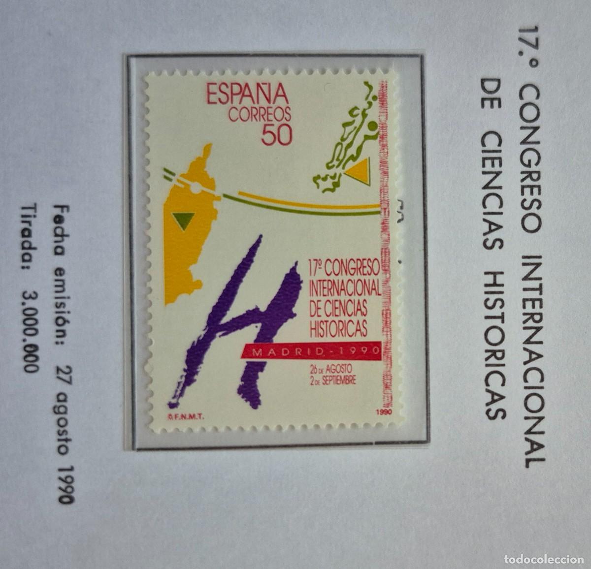 Sellos: A&ntilde;o 1990 - Edifil N 3075** - Ciencias historicas - Nuevo sin fijasello - Se env&iacute;a el de la imagen