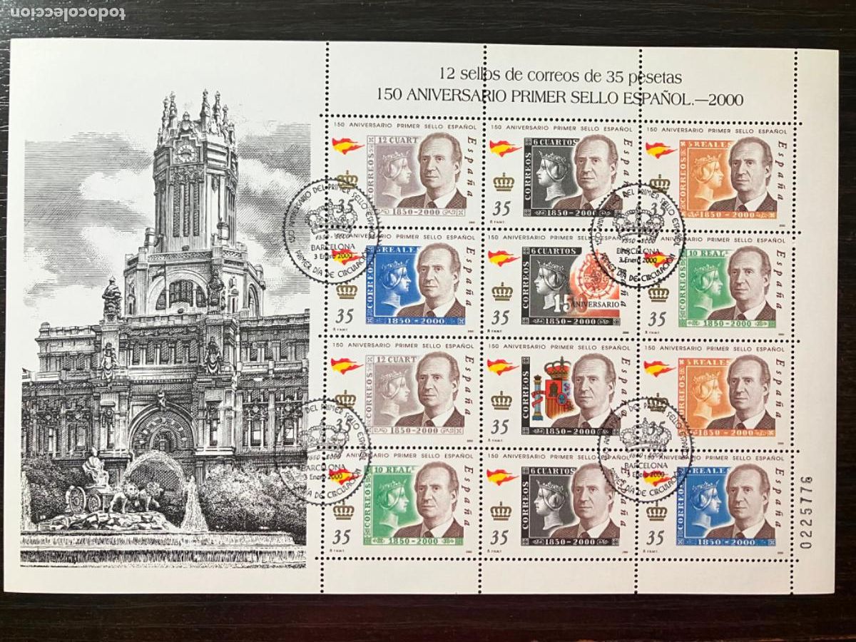 Sellos: 150 Aniversario Sello Espa&ntilde;ol - 2000 - Edifil 3687 3693 - Usado matasellos primer d&iacute;a