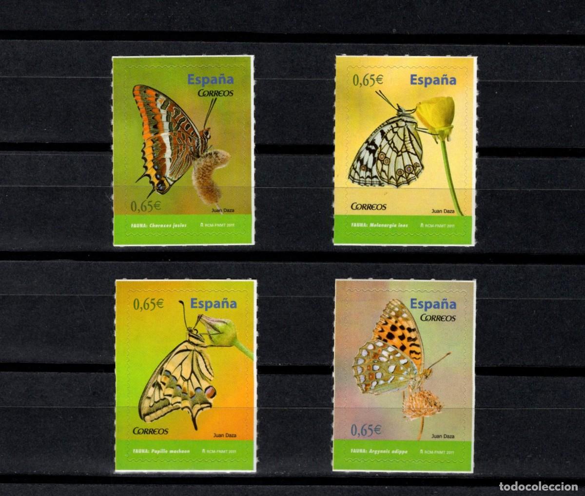 Sellos: Nuevos. Autoadhesivos. Fauna. Mariposas. Serie completa. 12 Enero 2011. Edifil 4622/25.