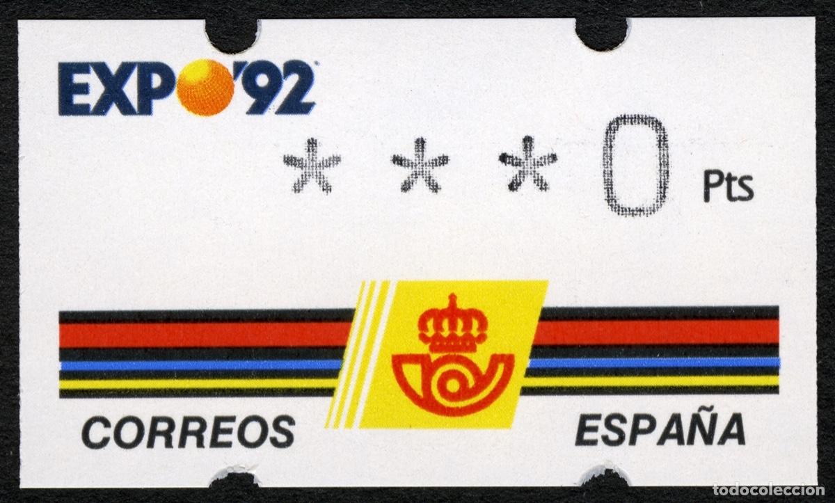 Timbres: MUY RARO TESTDRUCK ***0 (1996) EXPO'92 &middot; ATM KL&Uuml;SSENDORF AUTOSERVICIO IBM &middot; EXP.UNIV. SEVILLA #A0038