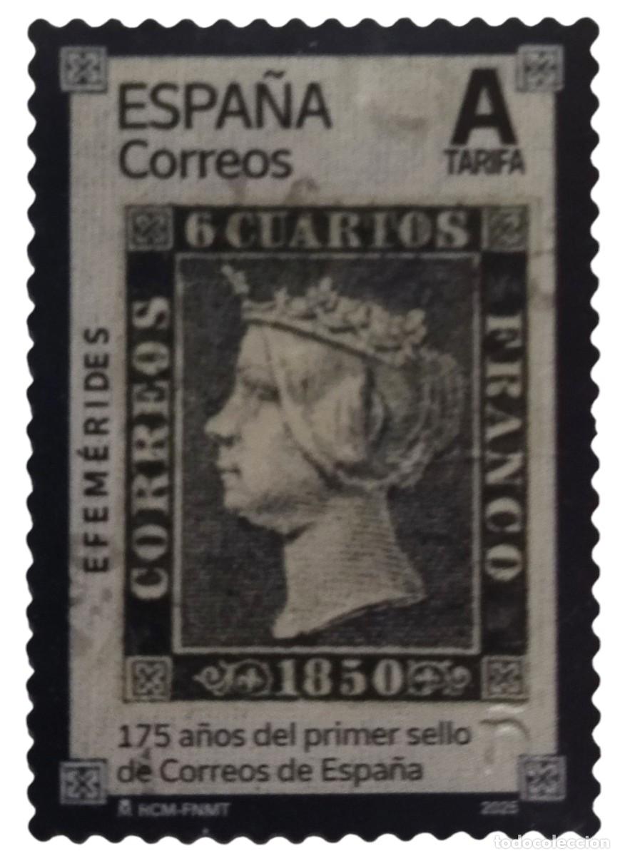 Sellos: ESPA&Ntilde;A 2025 EFEM&Eacute;RIDES 175 A&Ntilde;OS PRIMER SELLO DE CORREOS - ISABEL II