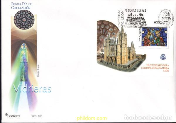 Sellos: 440359 MNH ESPA&Ntilde;A 2003 VIDRIERAS. CATEDRAL DE LEON