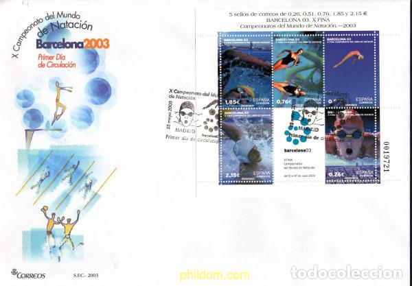 Sellos: 436231 MNH ESPA&Ntilde;A 2003 BARCELONA 03. X FINA CAMPEONATOS DEL MUNDO DE NATACION