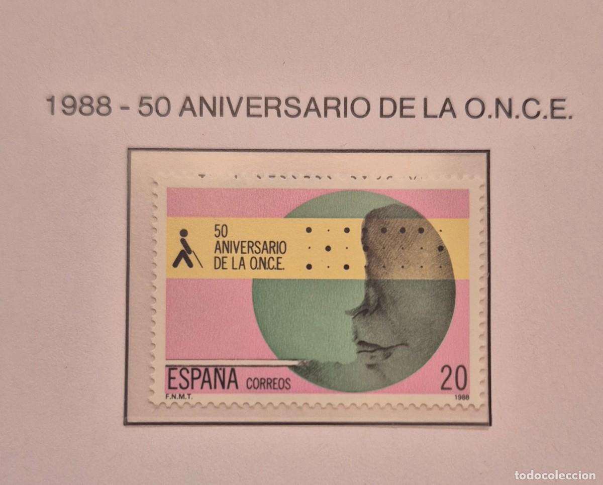 Sellos: A&ntilde;o 1988 - Edifil N 2985**- 50 a&ntilde;os de la O.N.C.E. - Nuevo sin fijasello - Se env&iacute;a el de la imagen