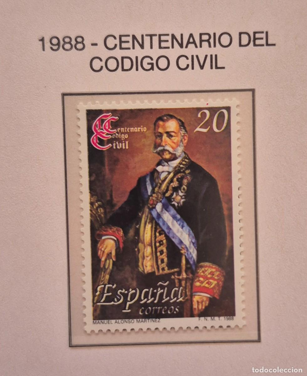 Sellos: A&ntilde;o 1988 - Edifil N 2968** -100 a&ntilde;os del C&oacute;digo civil- Nuevo sin fijasello- Se env&iacute;a el de la imagen