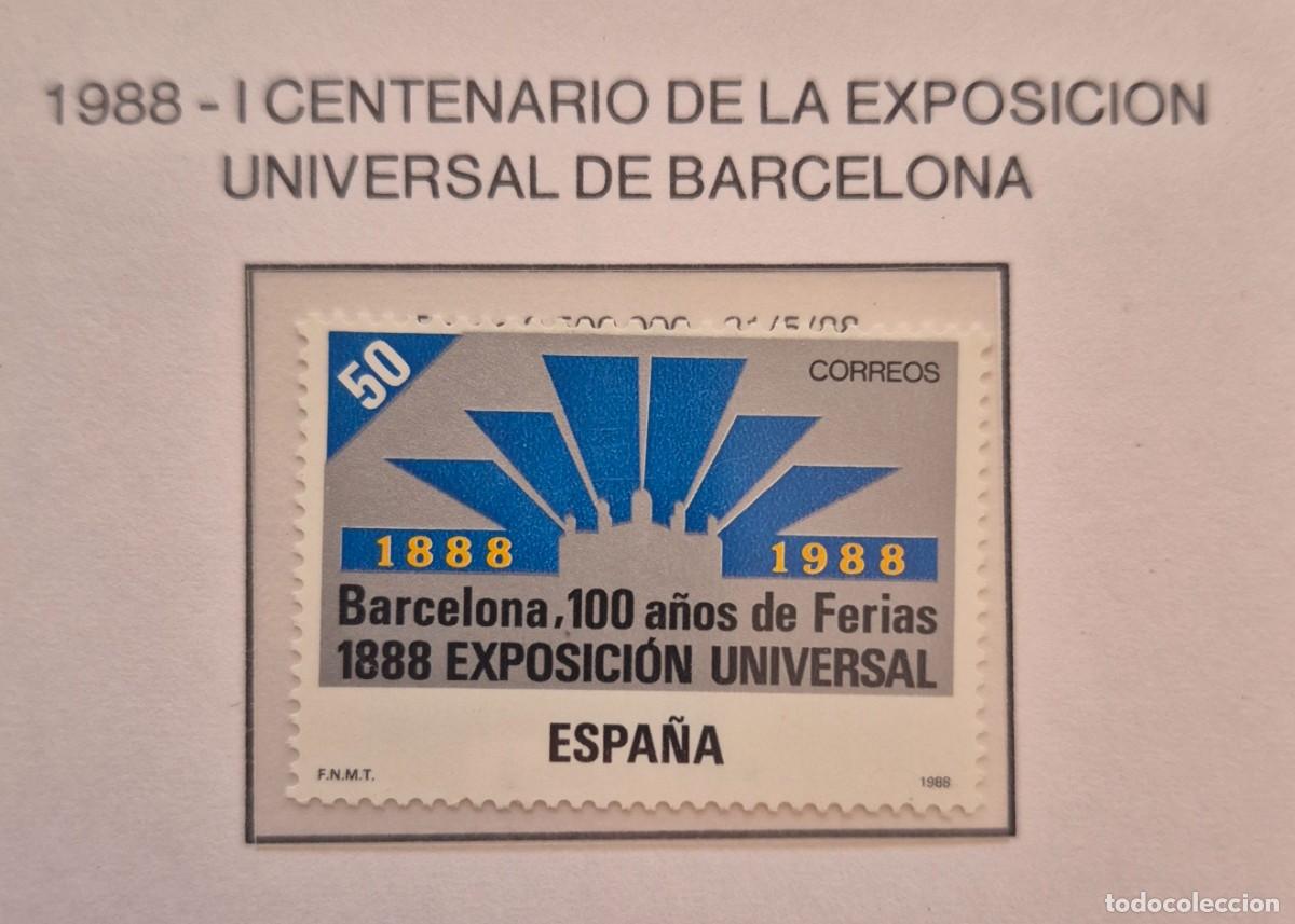 Sellos: A&ntilde;o 1988 - Edifil N 2951** -100 A&ntilde;os Expo Barcelona - Nuevo sin fijasello - Se env&iacute;a el de la imagen
