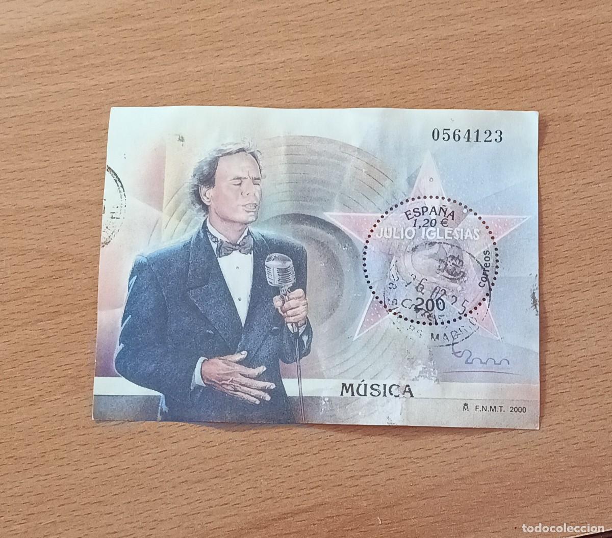 Sellos: Sellos Espa&ntilde;a 2000 Exposici&oacute;n mundial de Filatelia, Julio Iglesias. Edifil 3757