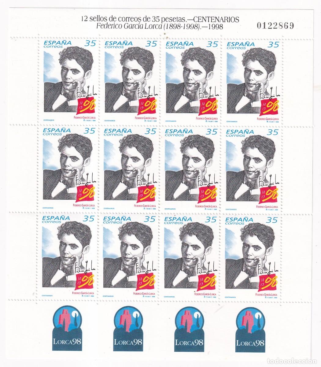 Briefmarken: MINI HOJA - CENTENARIO FEDERICO GARCIA LORCA - 12 SELLOS 1998
