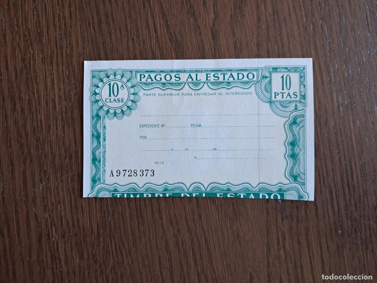 Sellos: timbre, pagos al estado, 10&ordf; clase 10 pesetas.