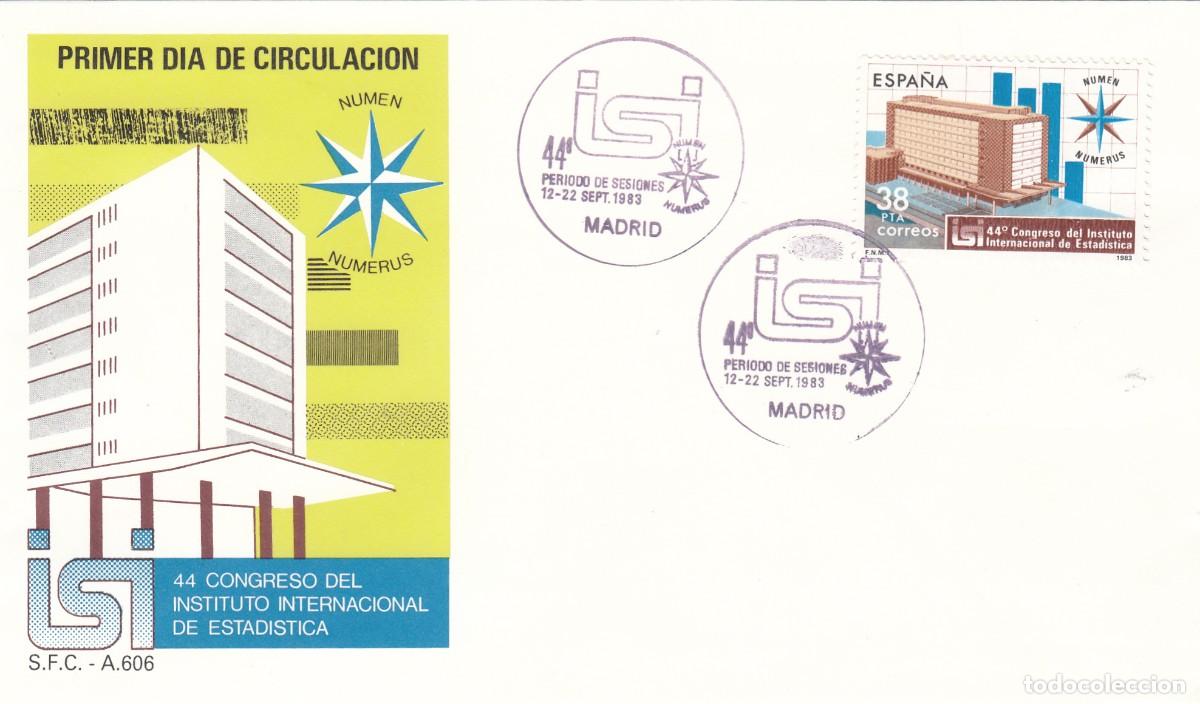 Sellos: ESPA&Ntilde;A 1983 - SPD - FDC - 44 CONGRESO DE ESTADISTICA - EDIFIL 2718 - MATASELLOS DEL PERIODO DE SESIO