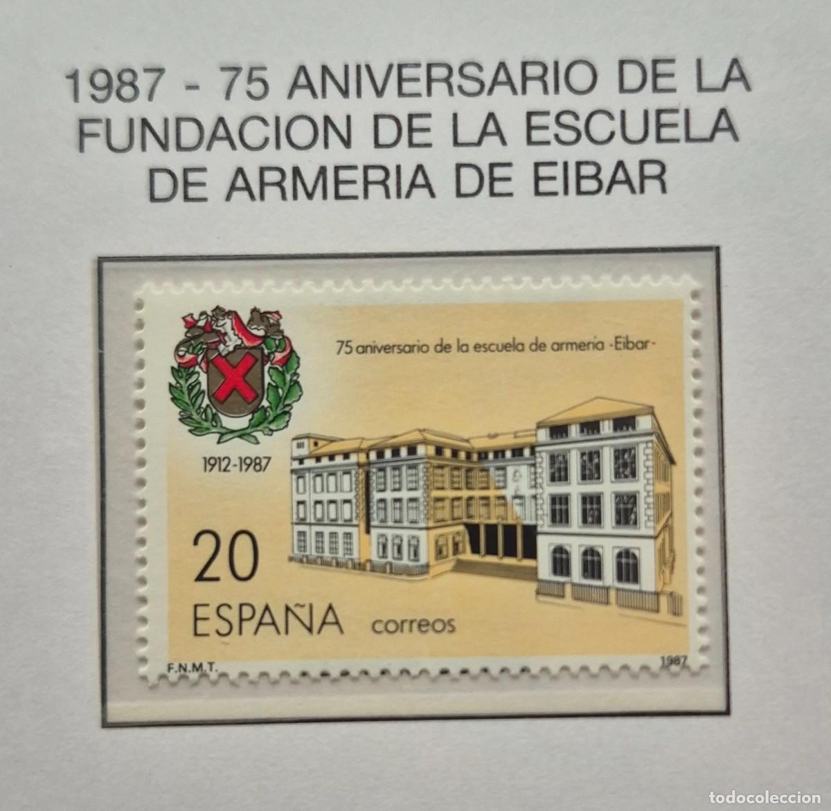 Sellos: A&ntilde;o 1987 - Edifil N 2907** - Escuela Armer&iacute;a de Eibar-Nuevo sin fijasello - Se env&iacute;a el de la imagen