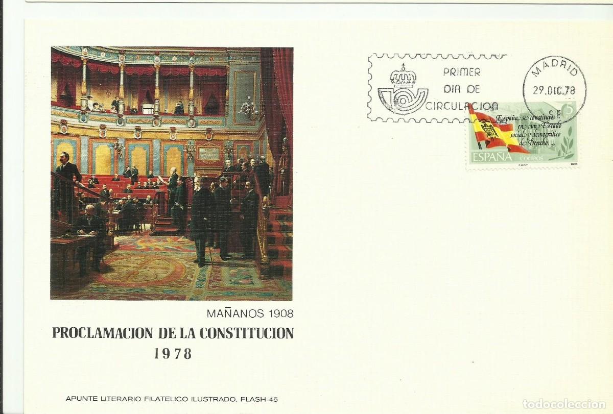 Sellos: ESPA&Ntilde;A 1978 - CARTE MAXIMUM PROCLAMACION DE LA CONSTITUCION - EDIFIL 2507 - YVERT 2153