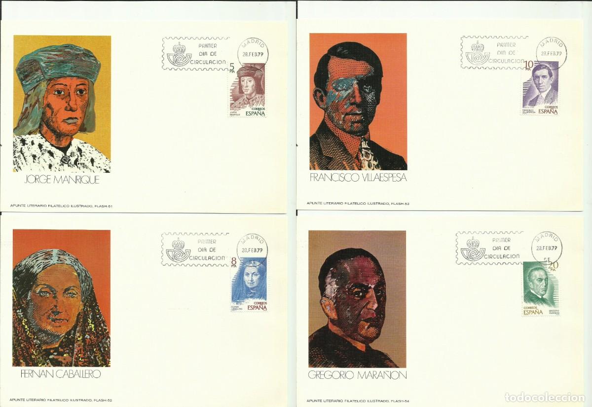 Sellos: ESPA&Ntilde;A 1979 - 4 CARTES MAXIMUM PERSONAJES (LITERATURA) - Edifil 2512-15 - Yvert 2158-2161