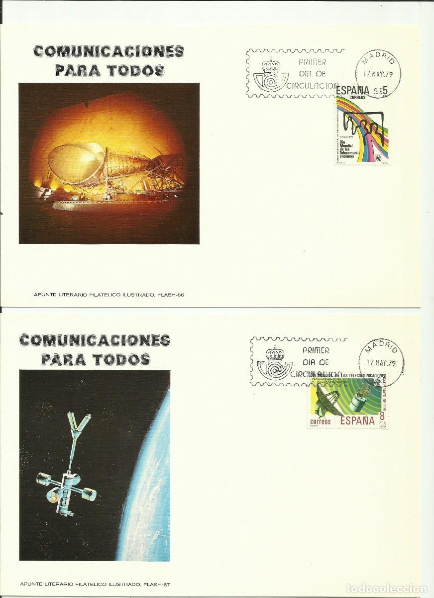 Sellos: ESPA&Ntilde;A 1979 - 2 CARTES MAXIMUM - TELECOMUNICACIONES - Edifil 2522-2523 - Yvert 2162-2164