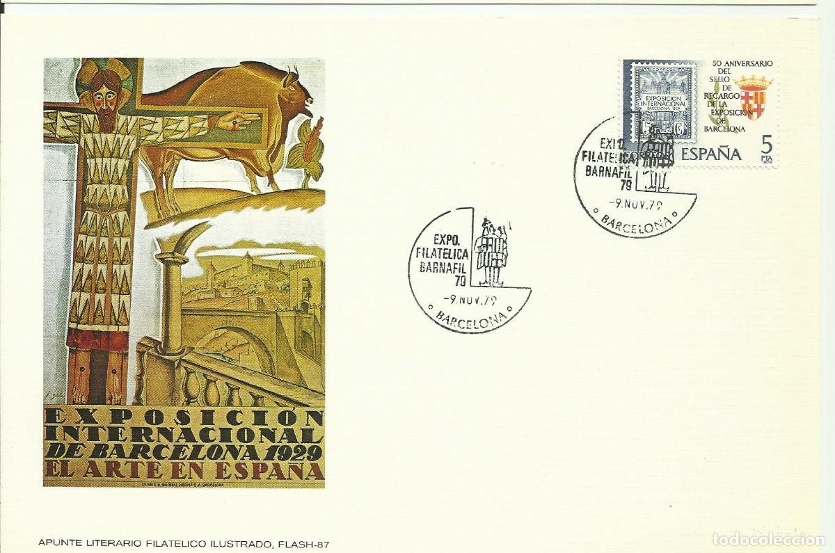 Stamps: ESPA&Ntilde;A 1979 CARTE MAXIMUM EXPOSICION DE BARCELONA SELLO DE RECARGO - EDIFIL 2549 - YVERT 2195
