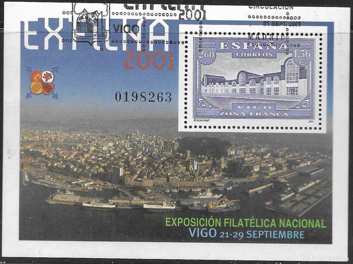Sellos: Hoja bloque de Espa&ntilde;a usada de 2001. Exfilna