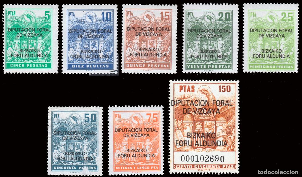 Sellos: Espa&ntilde;a - Fiscales - Diputaci&oacute;n Vizcaya - Alemany ** 208+209+210+211+212+214+215+217 - 1982