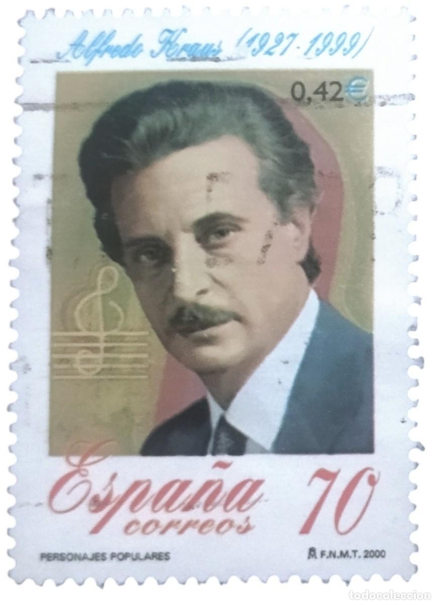 Sellos: ESPA&Ntilde;A 2000 Personajes Populares - Alfredo Kraus. USADO.