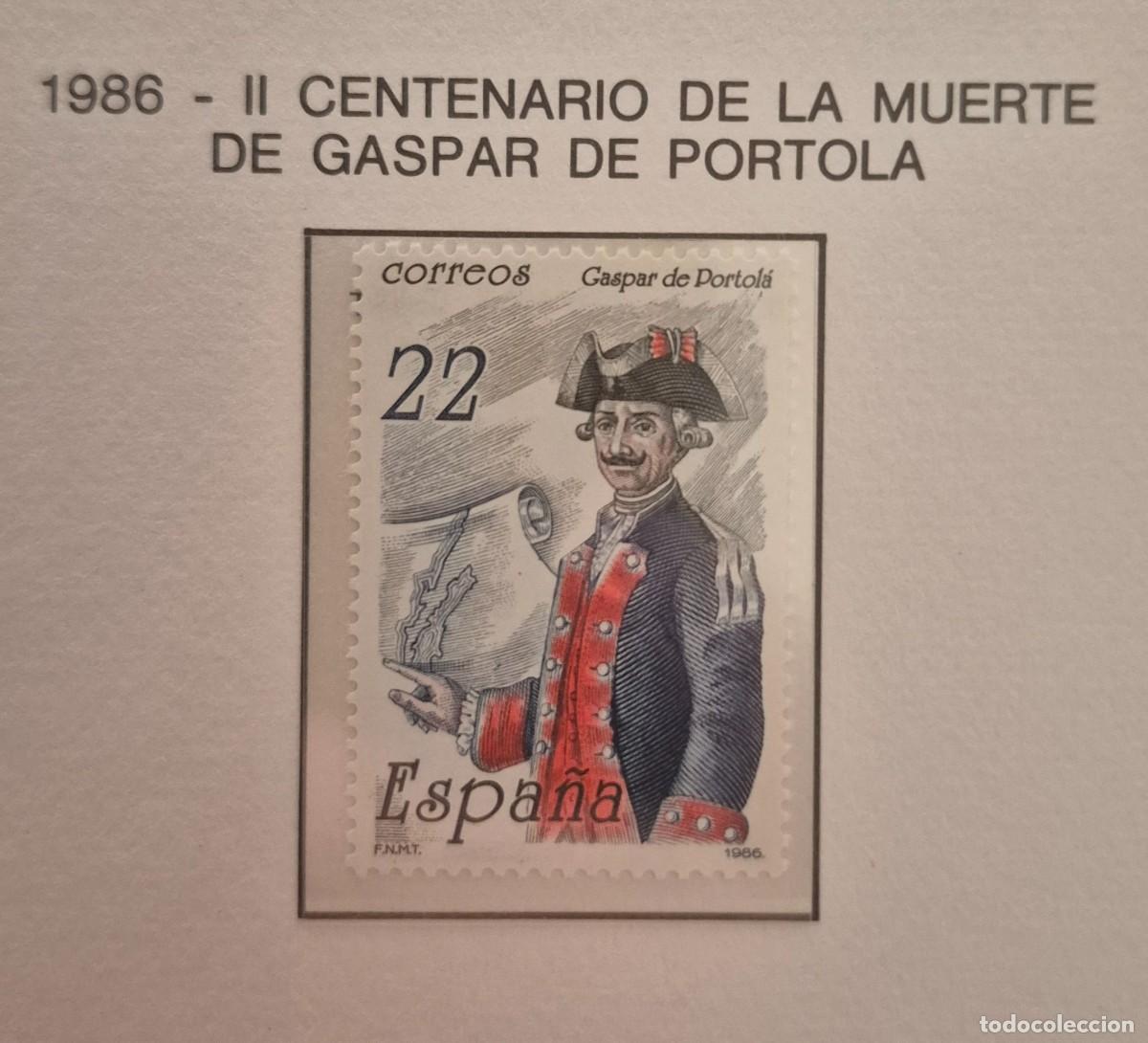 Selos: A&ntilde;o 1986 - Edifil N 2866** - Gaspar Portola - Nuevo sin fijasello - Se env&iacute;a el de la imagen