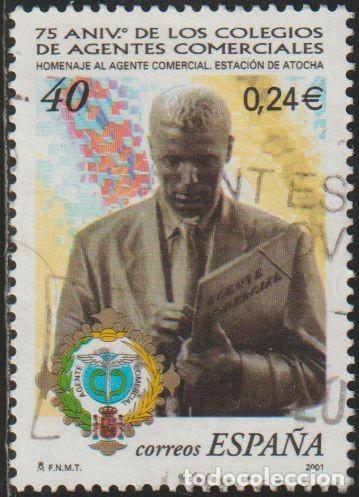 Sellos: Espa&ntilde;a 2001 Edifil 3776 Sello &ordm; Aniversario Colegios Agentes Comerciales Escultura Francisco Lopez