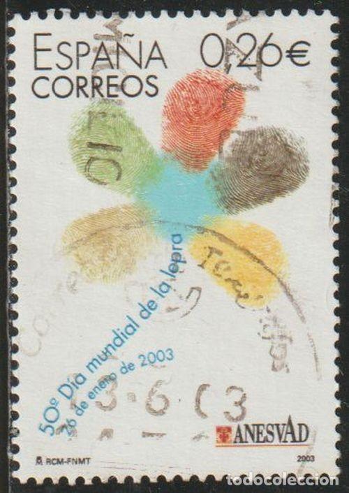 Sellos: Espa&ntilde;a 2003 Edifil 3959 Sello &ordm; Dia Mundial de la Lepra Flores Margarita Logo Michel 3815 Yvert 3529