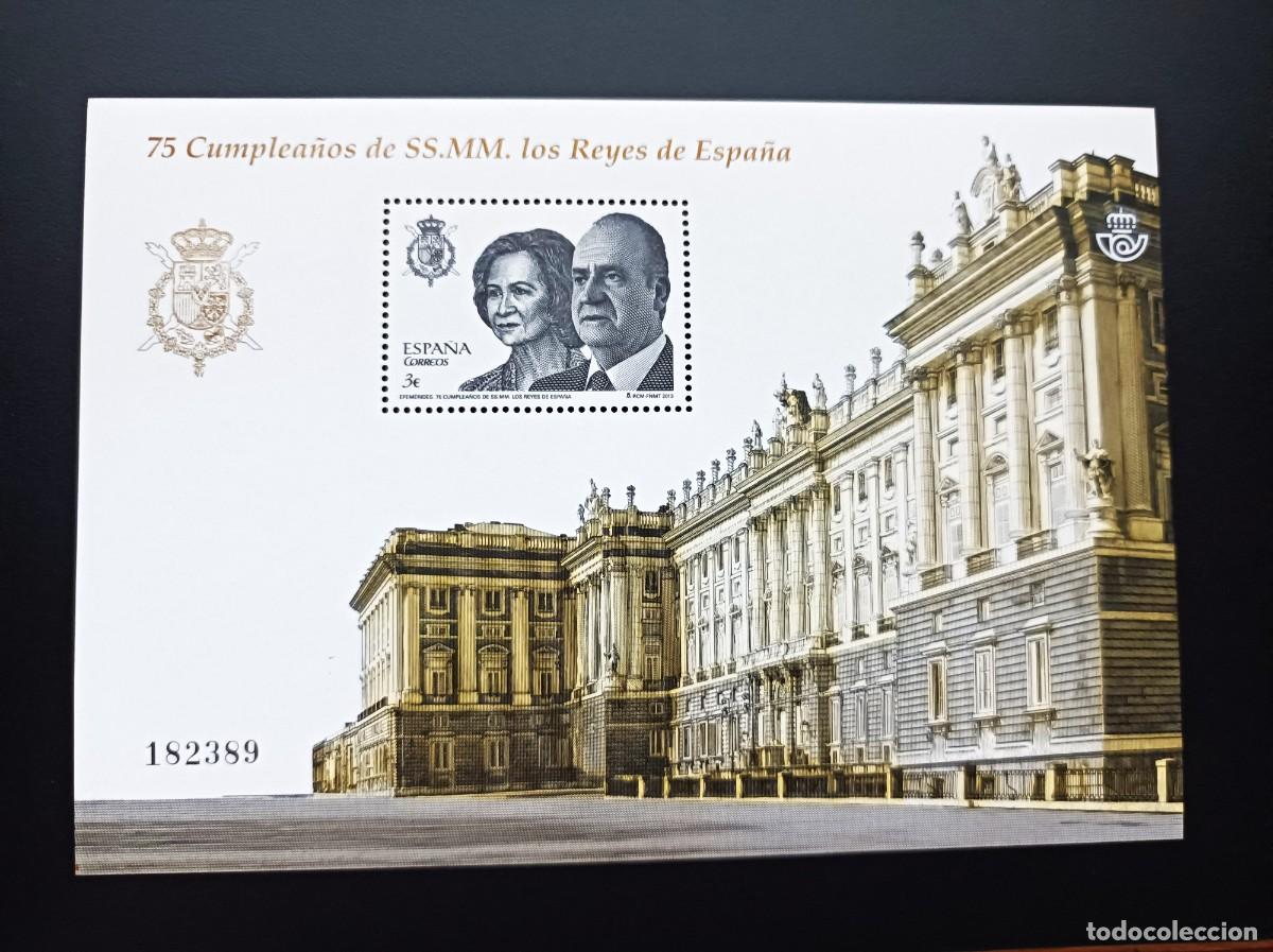 Sellos: Sello nuevo. 75 Cumplea&ntilde;os de los Reyes de Espa&ntilde;a. 5 Noviembre 2013. Edifil SH 4829.