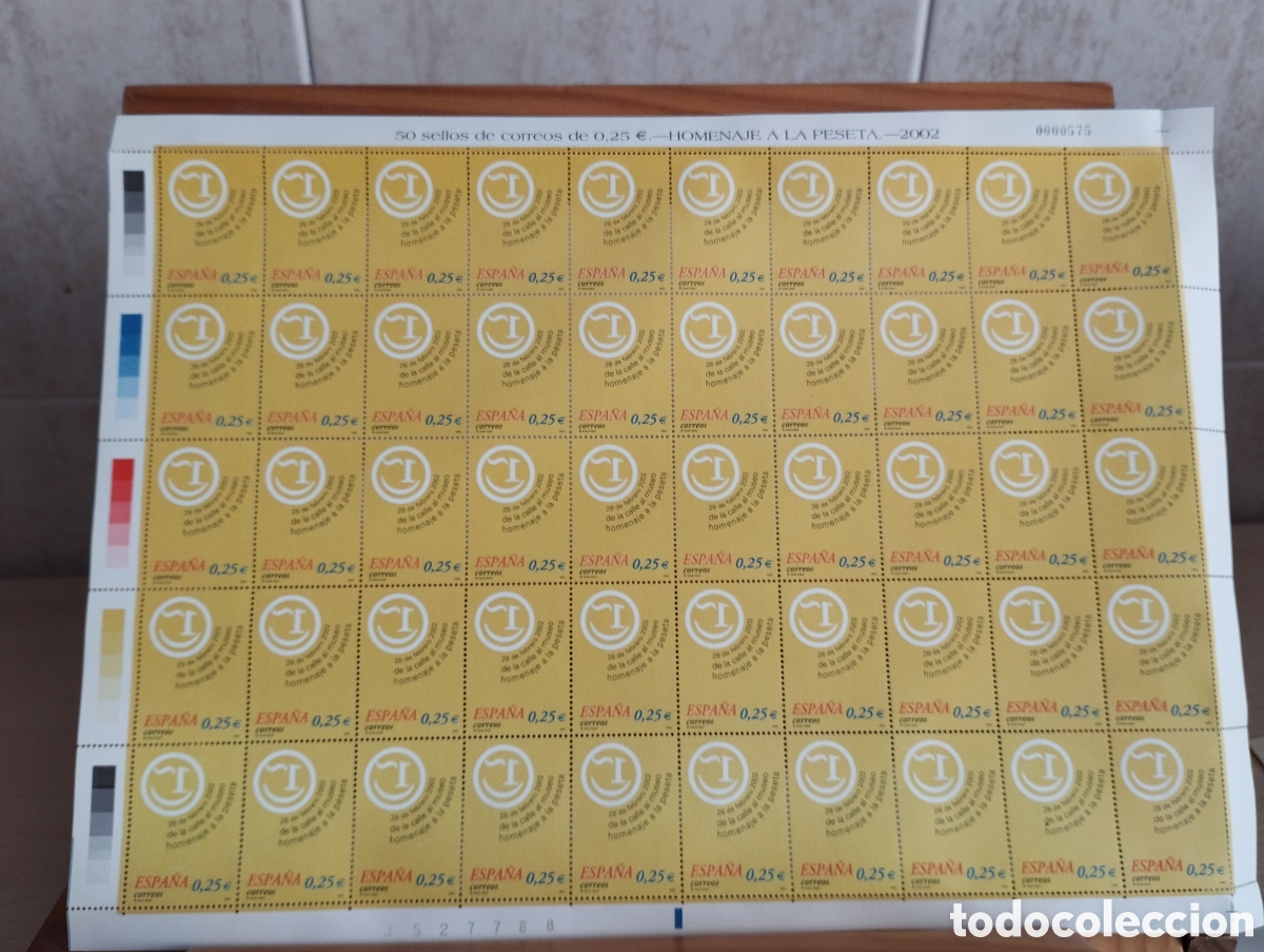 Sellos: PLIEGO 50 SELLOS DE 0,25&euro; HOMENAJE A LA PESETA 2002