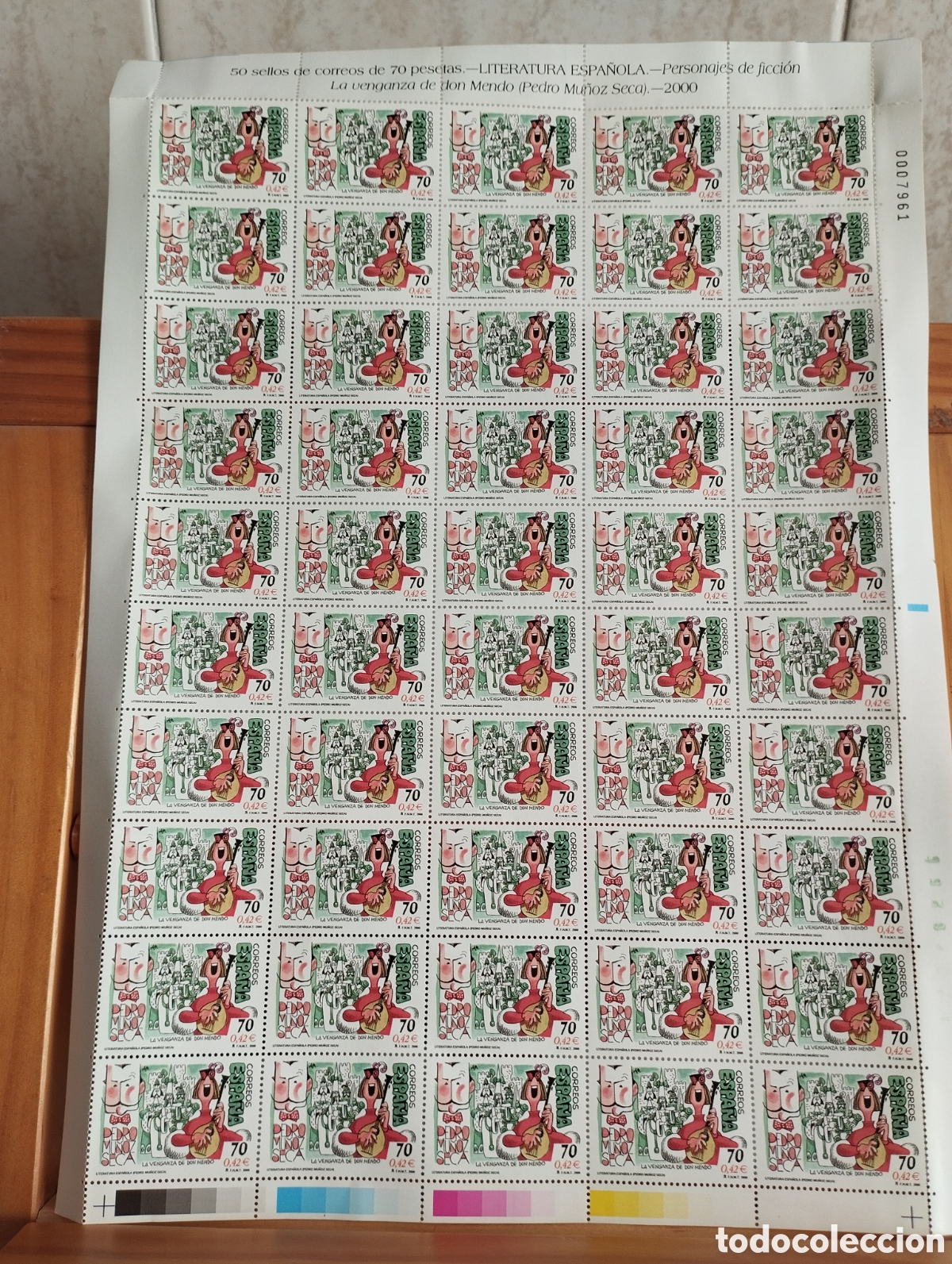 Sellos: PLIEGO 50 SELLOS DE 70 PESETAS LITERATURA ESPA&Ntilde;OLA A&Ntilde;O 2000