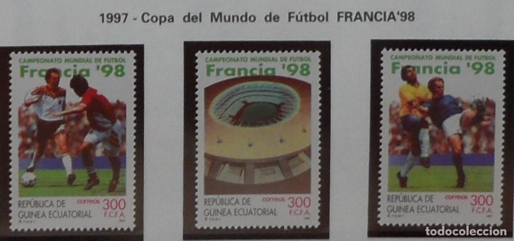 Sellos: 1997-ESPA&Ntilde;A-EXCOLONIA-GUINEA-SELLOS NUEVOS-VER FOTO-N&ordm;241/3-CAMPEONATO MUNDIAL DE FUTBOL FRANCIA &rdquo;98
