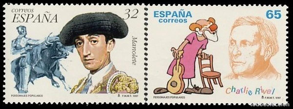 Briefmarken: Espa&ntilde;a 1997 Edifil 3488/9 Sellos ** Personajes Famosos Torero &rdquo;Manolete&rdquo; y Payaso &rdquo;Charlie Rivel&rdquo;