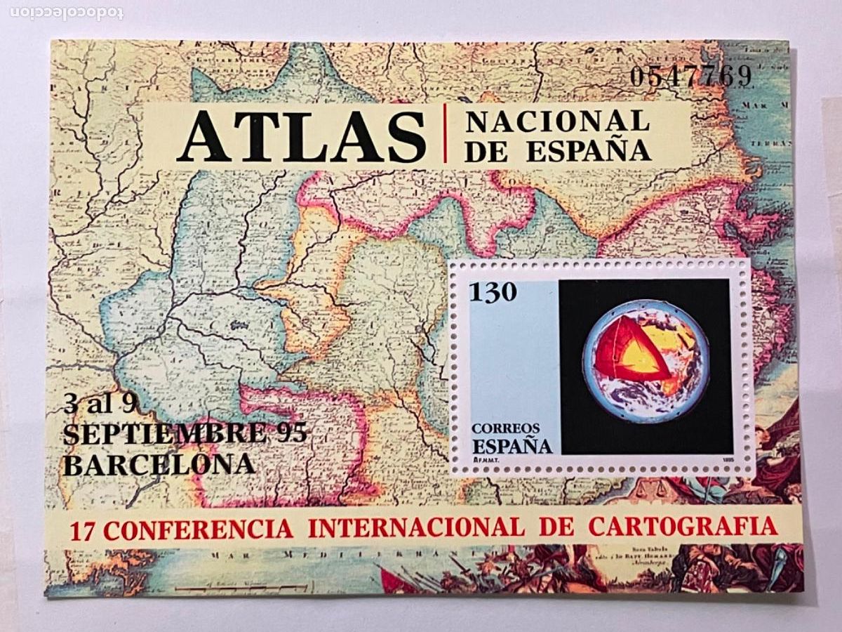 Sellos: Conferencia Cartograf&iacute;a - HB Hojita bloque 1995 - Nuevo - Edifil 3388